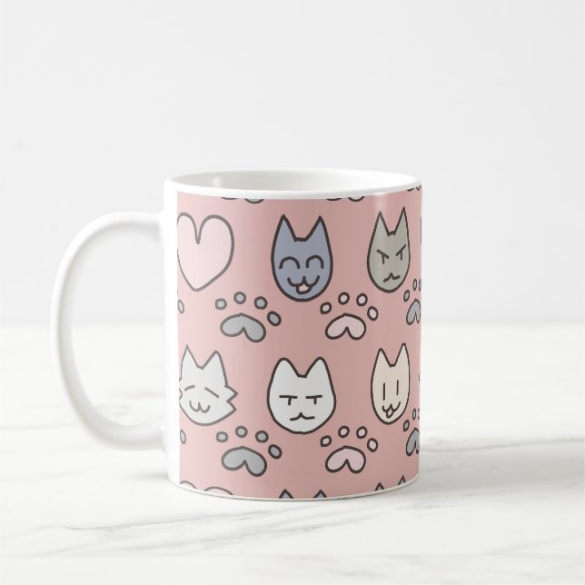 Caneca De Café Padrão de Gato Bonito (Esquerda)