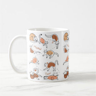 Caneca De Café Padrão de Gato Branco Laranja Bonito Minimalista