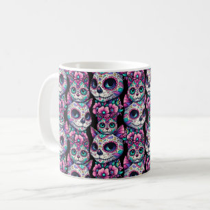 Caneca De Café Padrão de Gato do Crânio do Açúcar