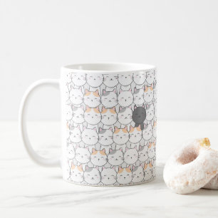 Caneca De Café Padrão de Gato Fofo Kawaii Colorido para Amantes d