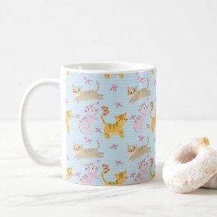 Caneca De Café Padrão de Gato Fofo Kawaii Colorido para Amantes d