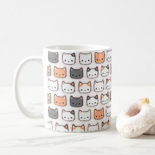 Caneca De Café Padrão de Gato Fofo Kawaii Colorido para Amantes d