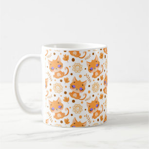 Caneca De Café Padrão de Gato Fofo Kawaii Colorido para Amantes d