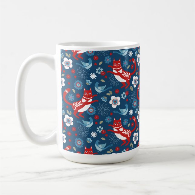 Caneca De Café Padrão de Gato Gato Gato Bonito (Esquerda)