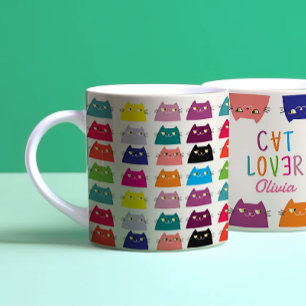 Caneca De Café Padrão de Gato Kawaii
