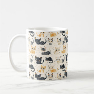Caneca De Café Padrão de gatos esquisitos