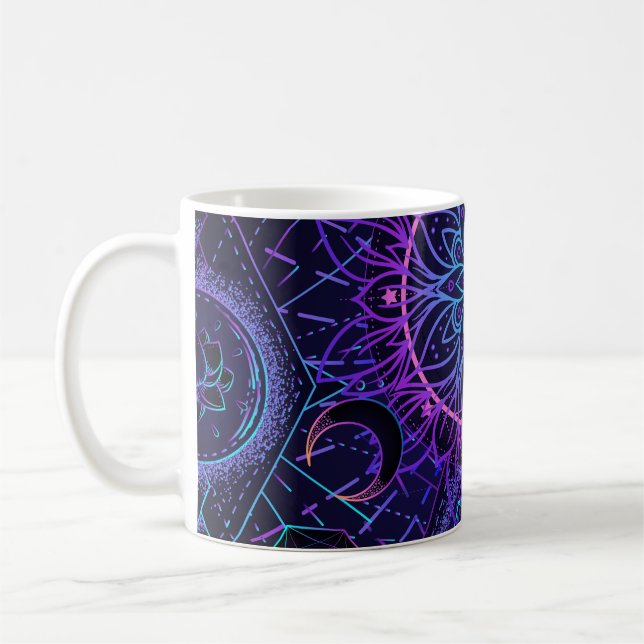 Caneca De Café Padrão de Geometria Sagrada sem falhas. Símbolos h (Esquerda)