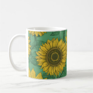 Caneca De Café Padrão de girassóis amarelos