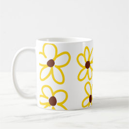 Caneca De Café Padrão de girassol castanho-amarelo ventre floral 