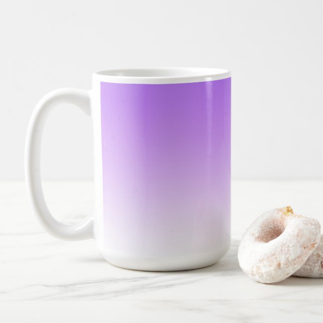 Caneca De Café Padrão de Gradiente de Ombre Branco da lavanda (Com Donut)