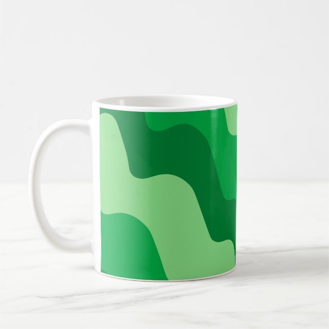 Caneca De Café Padrão de gradiente de ondas verdes no oceano (Esquerda)