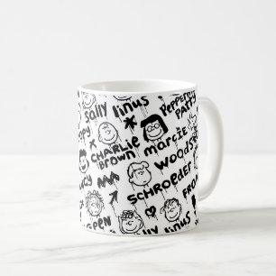 Caneca De Café Padrão de Grafite de Caracteres de Pêssego