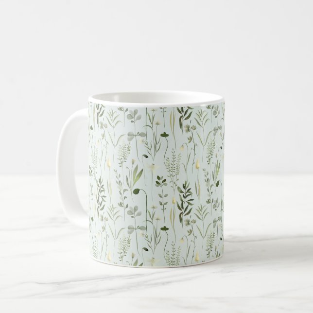 Caneca De Café Padrão de granulação botânica da aquarela (Frente Esquerda)
