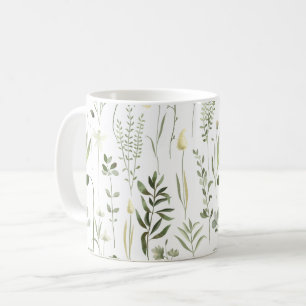 Caneca De Café Padrão de granulação botânica da aquarela