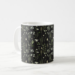 Caneca De Café Padrão de granulação botânica da aquarela