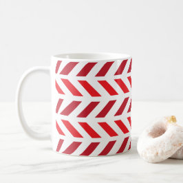 Caneca De Café Padrão de Grelha Vermelha Chevron Zigzag