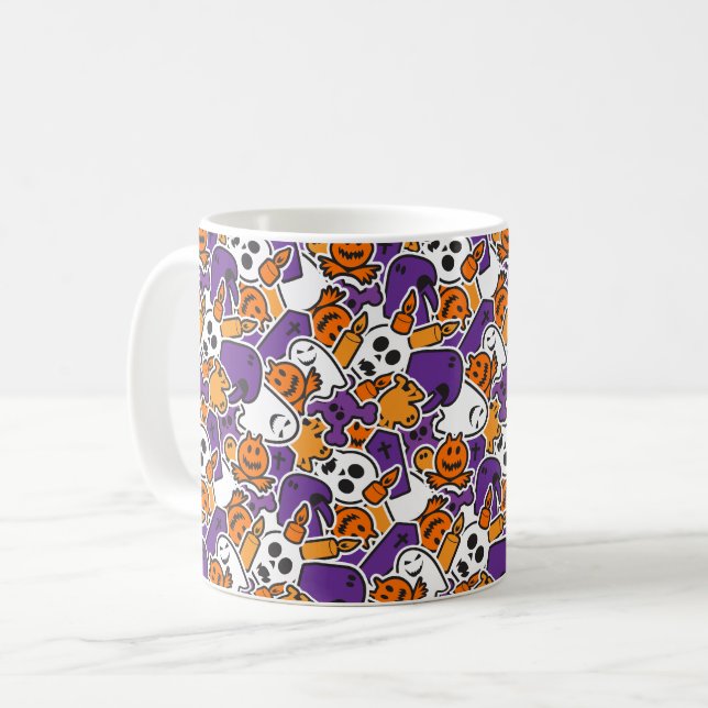 Caneca De Café Padrão de Halloween (Frente Esquerda)