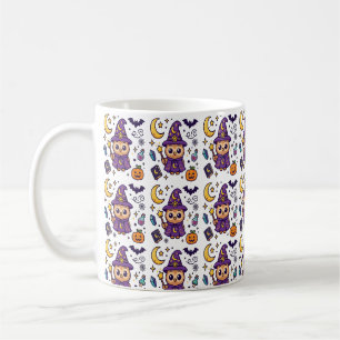 Caneca De Café Padrão de Halloween de Bruxa Roxa Fofa