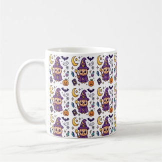 Caneca De Café Padrão de Halloween de Bruxa Roxa Fofa