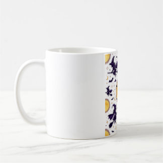 Caneca De Café Padrão de Halloween de Lua Cheia de Bruxas Voadora