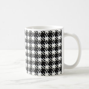 Caneca De Café Padrão de houndstooth preto e branco personalizáve