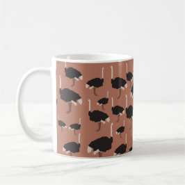 Caneca De Café Padrão de Ilustração de Aves de avestruz