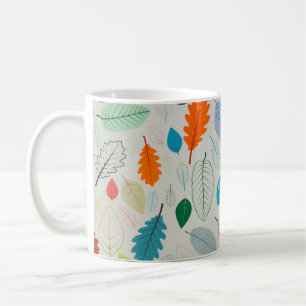 Caneca De Café Padrão de Ilustração do Vintage Autumn Deixa