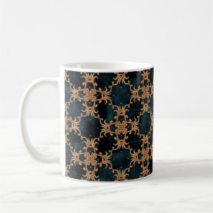 Caneca De Café Padrão de ilustração floral do ouro Barroco Vin