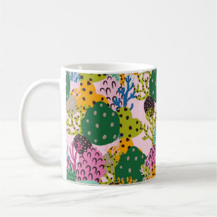 Caneca De Café Padrão de ilustração submarina brilhante com be
