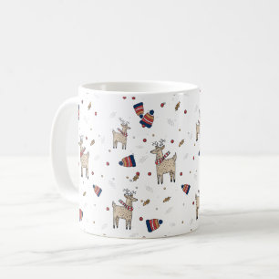 Caneca De Café Padrão de Ilustrações de Chapéus de Reindeer d