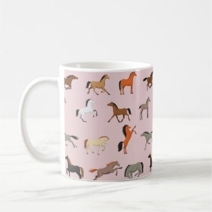 Caneca De Café Padrão de Impressão de Cavalo, Mulheres e Rapariga