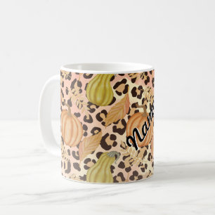 Caneca De Café Padrão de impressão de Design e Leopardo no outono
