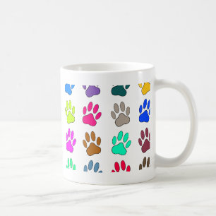Caneca De Café Padrão de impressão de pata de cão multicolorido