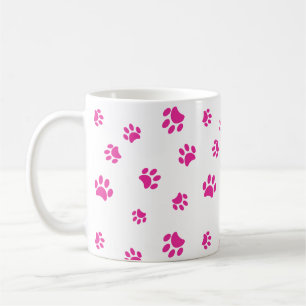 Caneca De Café Padrão de impressão de pata rosa