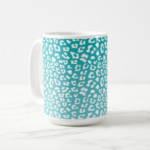 Caneca De Café Padrão de Impressão Turquesa Leopardo