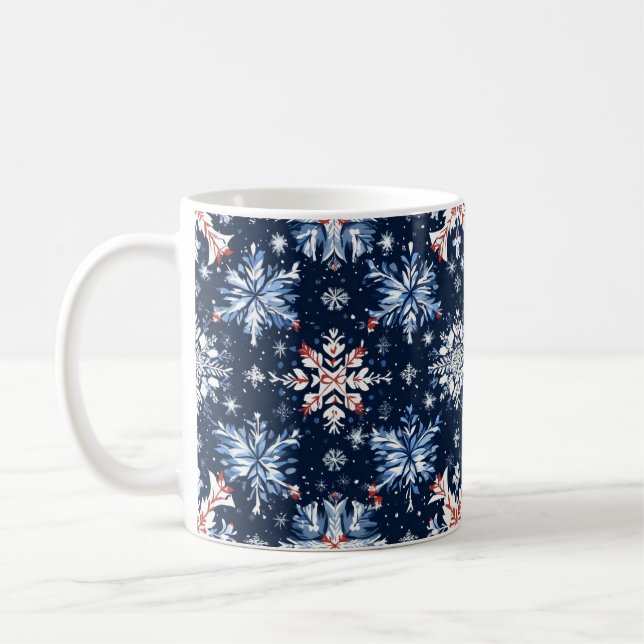 Caneca De Café Padrão de inverno azul (Esquerda)