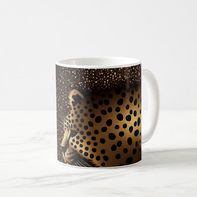 Caneca De Café Padrão de Jaguar Dourado           (Frente Esquerda)
