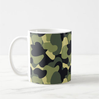 Caneca De Café Padrão de Khaki Preto do Woodland Camo Verde