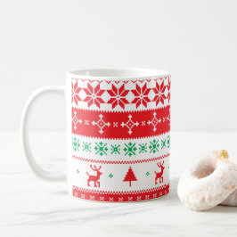 Caneca De Café Padrão de Knit de Natal Elegante | Mug Clássico