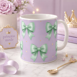 Caneca De Café Padrão de Laço em Pastel Mint