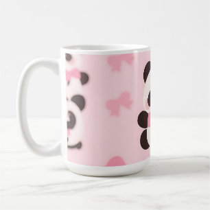Caneca De Café Padrão de Laço Rosa Kawaii Panda