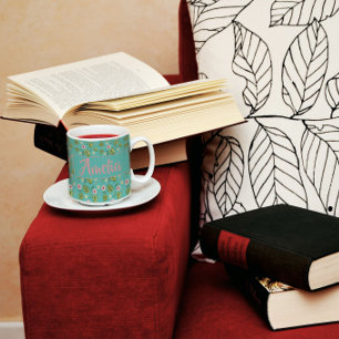 Caneca De Café Padrão de lágrimas rosa-claro do jardim de aquarel