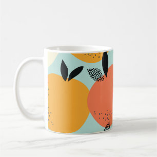 Caneca De Café Padrão De Laranjas: Design Sem Costura Vibrante.