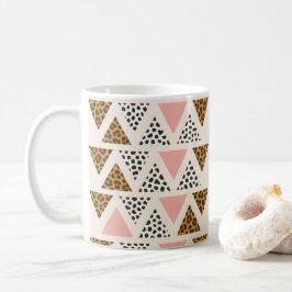 Caneca De Café Padrão de Leopardo Chic e Triângulo Rosa