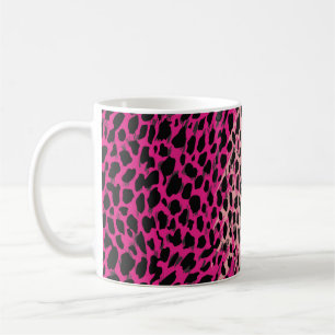 Caneca De Café Padrão de leopardo rosa, animal têxtil, backgrogue