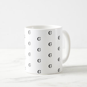 Caneca De Café Padrão de Letra Negra Personalizada de Muitos Mon