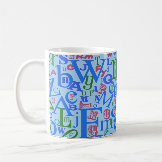 Caneca De Café Padrão de Letras Azuis Incrível (Esquerda)