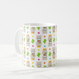 Caneca De Café Padrão De Lhamas, Lhamas Cutas, Alpacas, Cactus