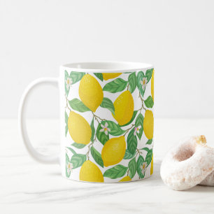 Caneca De Café Padrão de limão branco verde amarelo 