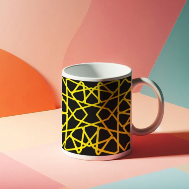 Caneca De Café Padrão de Linhas abstrato personalizável (Criador carregado)